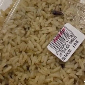 Foto tomada de video donde se denuncia comida con cucaracha